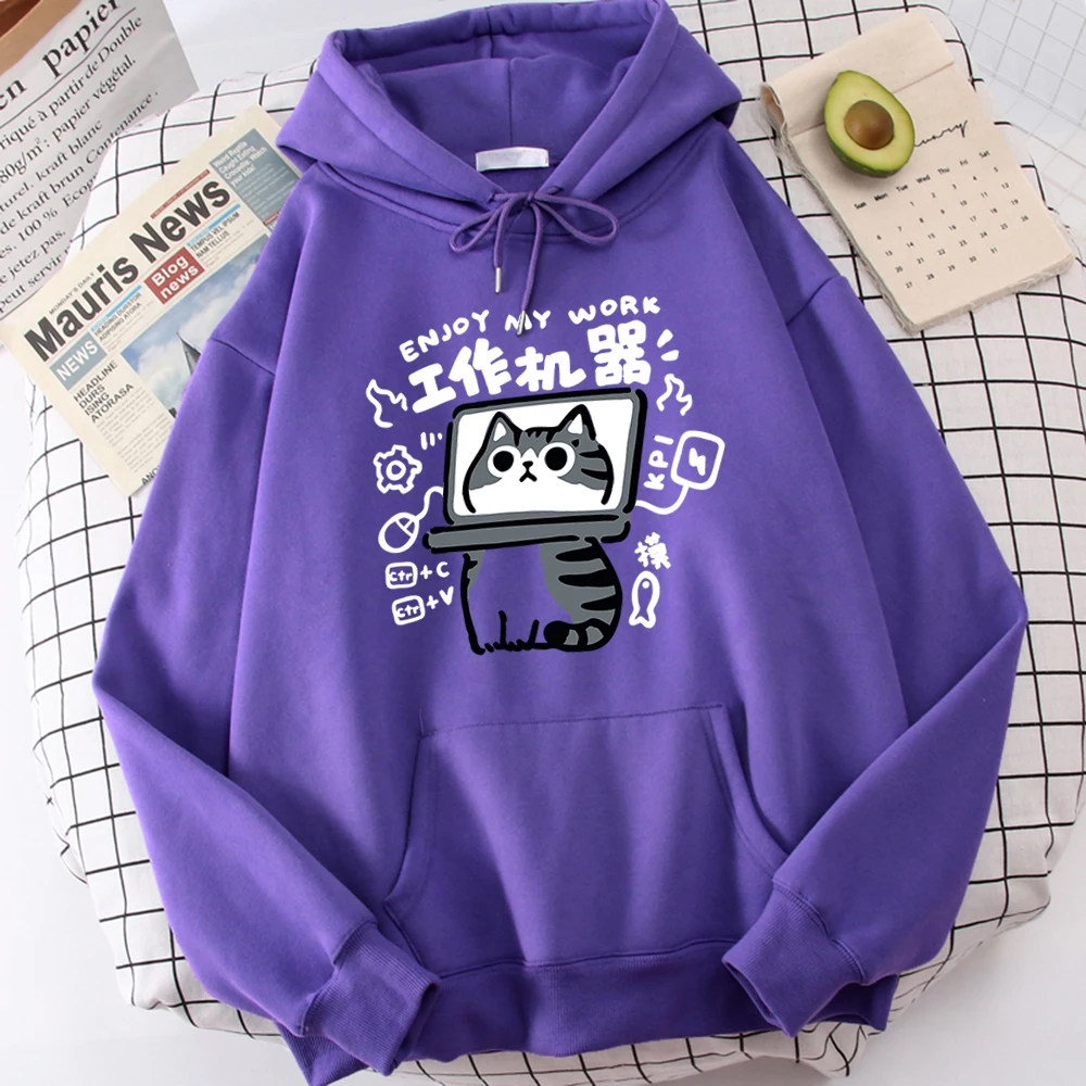Cartoon Cat Is An Abstract Work Machine Mans Pullover Comfort Harajuku Wei Clothing Leisure Youth Hoody Youth Cartoon Clothing - Image 5