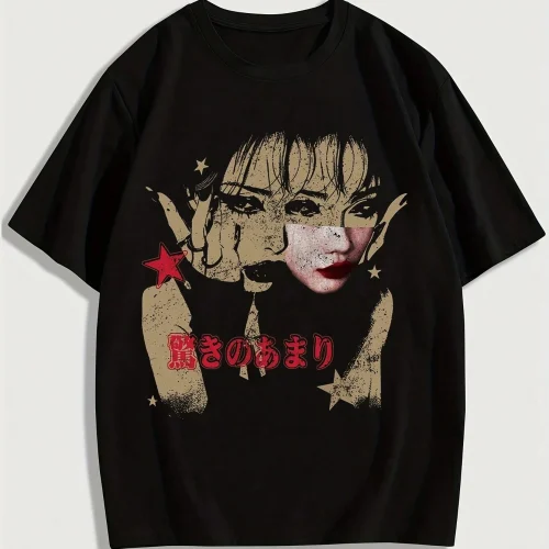 Japan Portrait Graphic Cotton T-shirt Unisex Men Women Luxury Fashion Brand Big Size Top Casual Short Sleeve Streetwear Tee 4XL