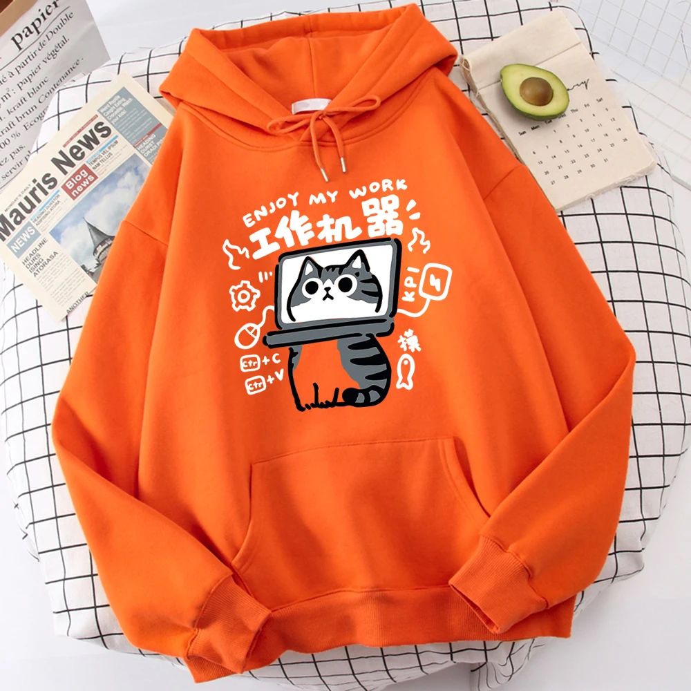 Cartoon Cat Is An Abstract Work Machine Mans Pullover Comfort Harajuku Wei Clothing Leisure Youth Hoody Youth Cartoon Clothing - Image 4