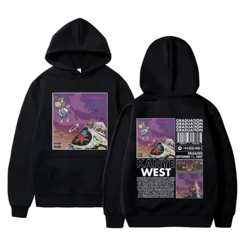 Rapper Kanye West Graduation Printed Hoodie Men's Cool Streetwear Popular Hip Hop Casual Sweatshirt Oversized Casual Clothing