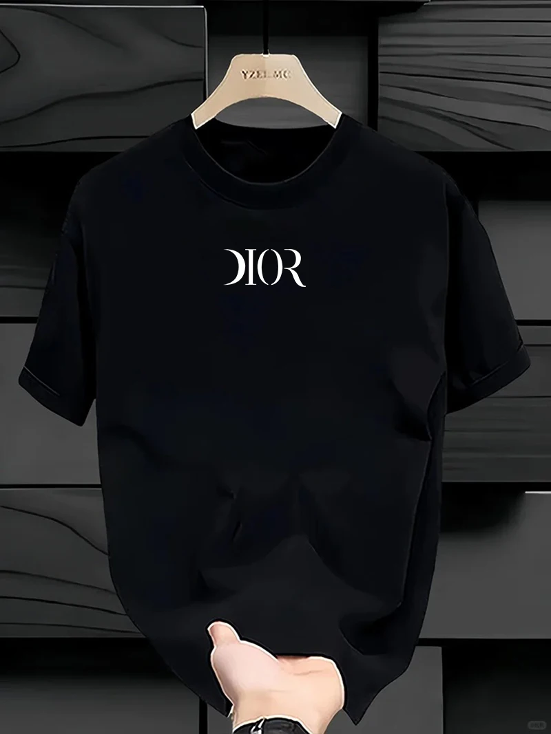 New Summe Luxury Brand T-shirt Pure Cotton Flat Print Large Size Round Neck Short Sleeve Men's and Women's Top T-shirt