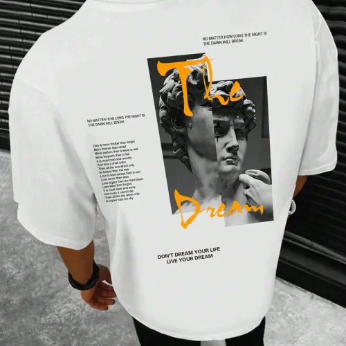 Don'T Dream Your Life Live Your Dream Men Clothes Fashion Summer T-Shirts Streetwear 100% Cotton Loose Tops Breathable Tee