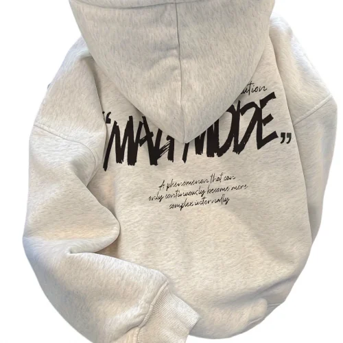 2025 Autumn and Winter Men's Casual Hooded Sweater Letter Printing Unisex Pure Cotton Versatile Loose Fashion Comfortable Hoodie