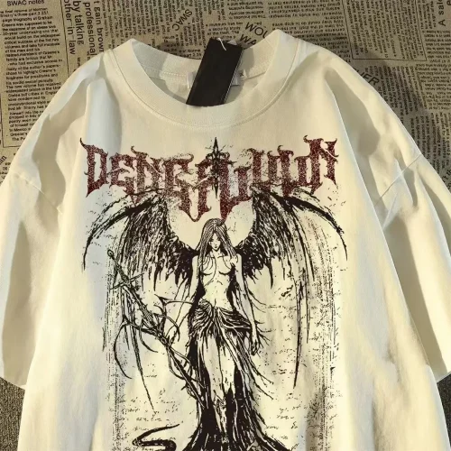 Hot selling new men's skull rose print comfortable and breathable round neck T-shirt summer outdoor high street top