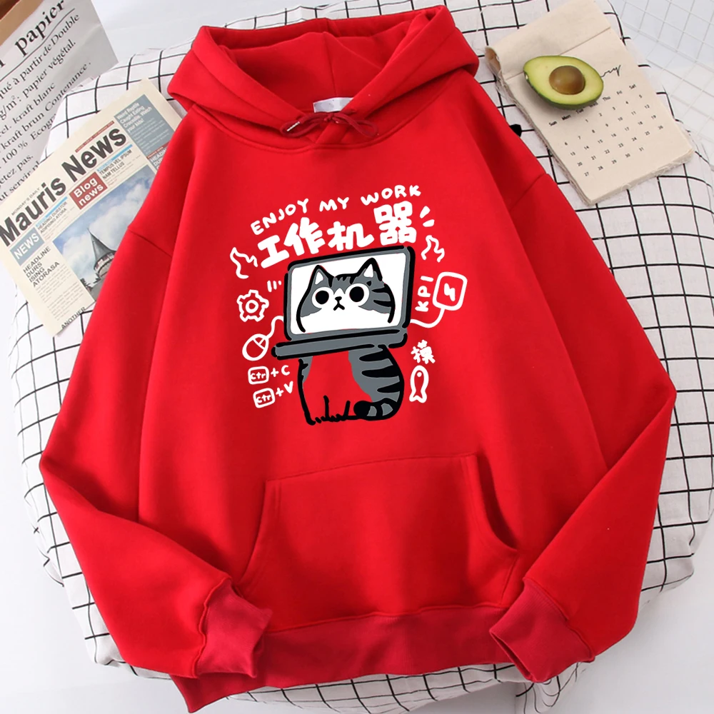 Cartoon Cat Is An Abstract Work Machine Mans Pullover Comfort Harajuku Wei Clothing Leisure Youth Hoody Youth Cartoon Clothing - Image 6