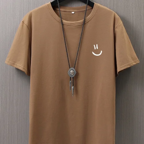 Minimalist Smile Face Style Graphic Print Tops Men Hip Hop Tee Clothes T Shirt Summer Breathable T-Shirt Street Cotton Tshirt