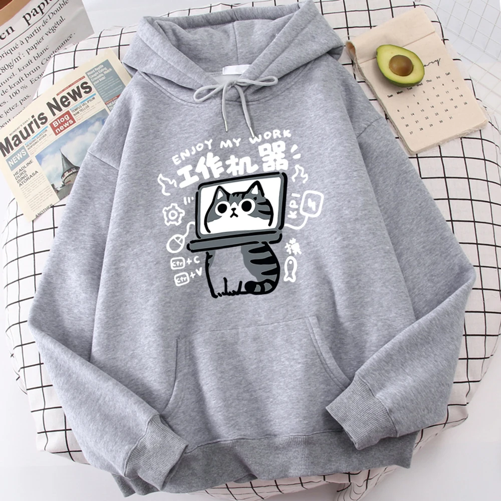 Cartoon Cat Is An Abstract Work Machine Mans Pullover Comfort Harajuku Wei Clothing Leisure Youth Hoody Youth Cartoon Clothing - Image 2